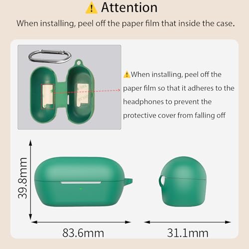 USTIYA Case for Sony WF-C710N Wireless Headphones Protection Cover Full-Body Soft Silicone with Keychain Headphone Accessories Funda Carcasa (Black) - Image 5