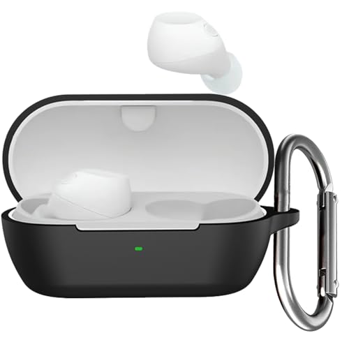 USTIYA Case for Sony WF-C710N Wireless Headphones Protection Cover Full-Body Soft Silicone with Keychain Headphone Accessories Funda Carcasa (Black) - Image 1