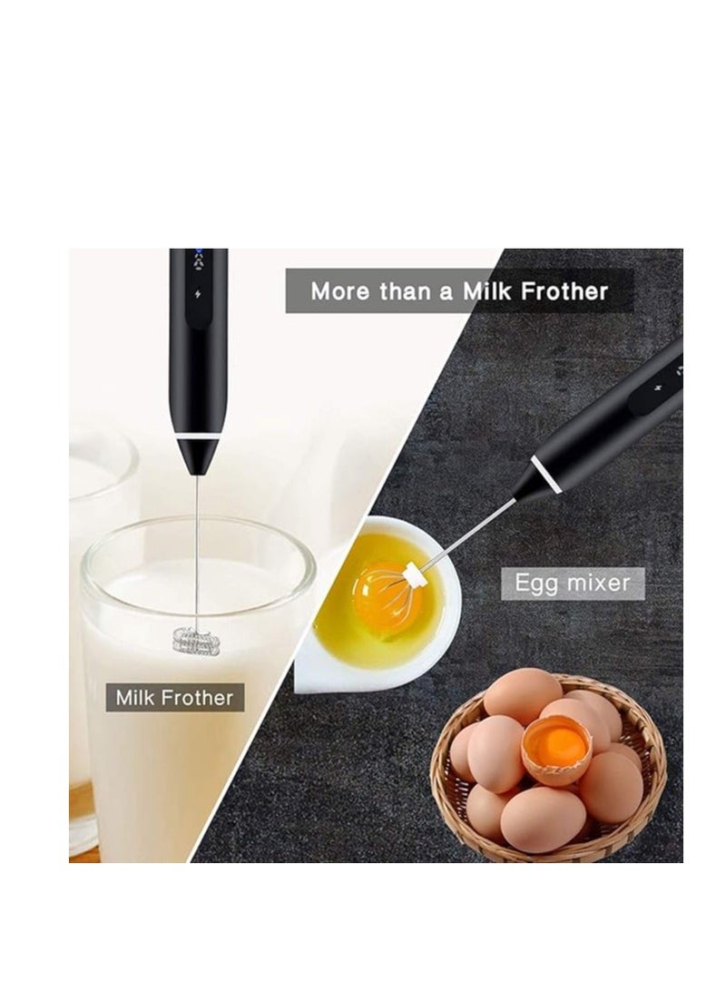 Rechargeable Handheld Milk Frother with 3 Adjustable Speeds for Coffee, Latte, Cappuccino with Extra Egg Beater  - Image 2