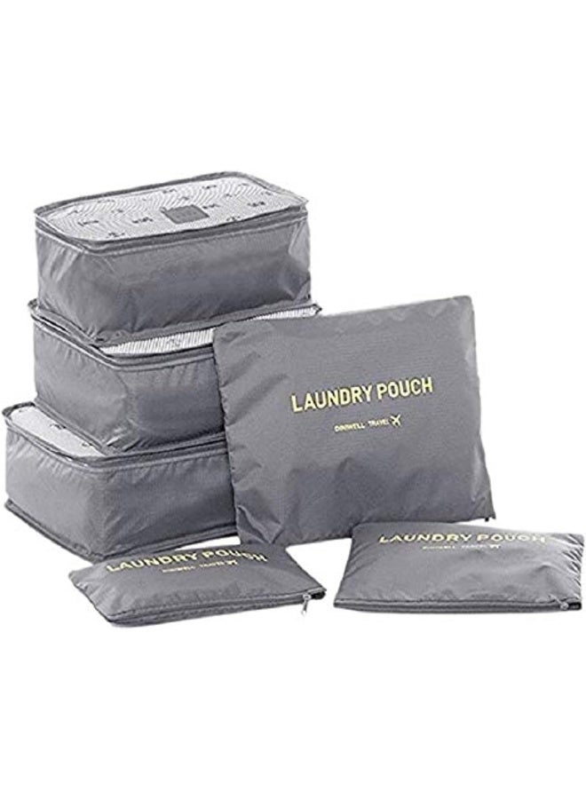 6-Piece Grey Laundry Pouches and Travel Organizer Bags Set - Image 3
