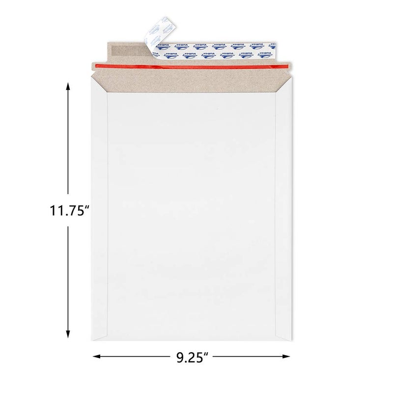 ValBox 9x11.5 Self Seal Photo Document Mailers 25 Pack Stay Flat White Cardboard Envelopes, 9.25 x 11.75 Inches - Image 2