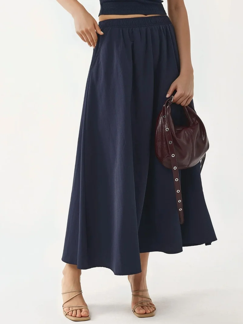 Busem BUSEM Elastic Waist Midi Skirt with Pockets