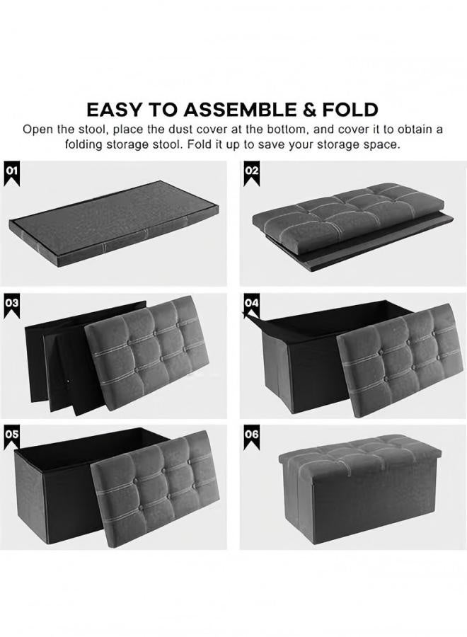 DUNISO Ottoman Storage Box, Folding Storage, Hidden Bench Footrest Couch with Padded Seat for Living Room, Bedroom, Hallway, Entryway (Grey) - Image 4