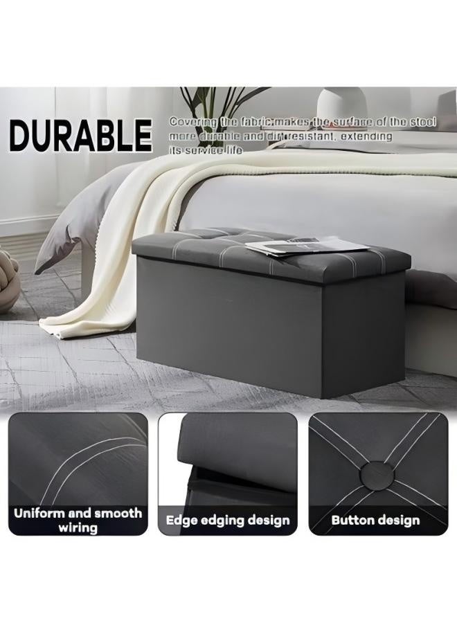 DUNISO Ottoman Storage Box, Folding Storage, Hidden Bench Footrest Couch with Padded Seat for Living Room, Bedroom, Hallway, Entryway (Grey) - Image 3