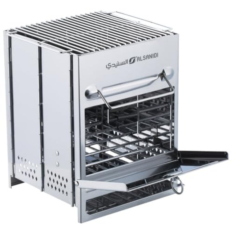 Multi-Use Charcoal and Firewood Stove Stainless Steel Silver 27 × 21 × 21 cm - Image 1