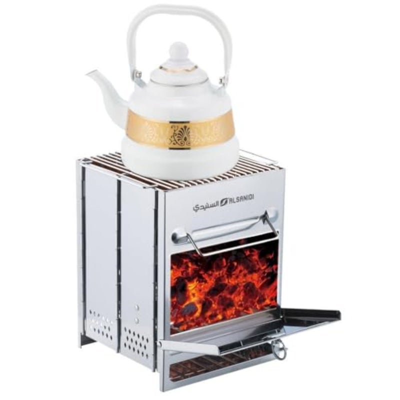 Multi-Use Charcoal and Firewood Stove Stainless Steel Silver 27 × 21 × 21 cm - Image 2