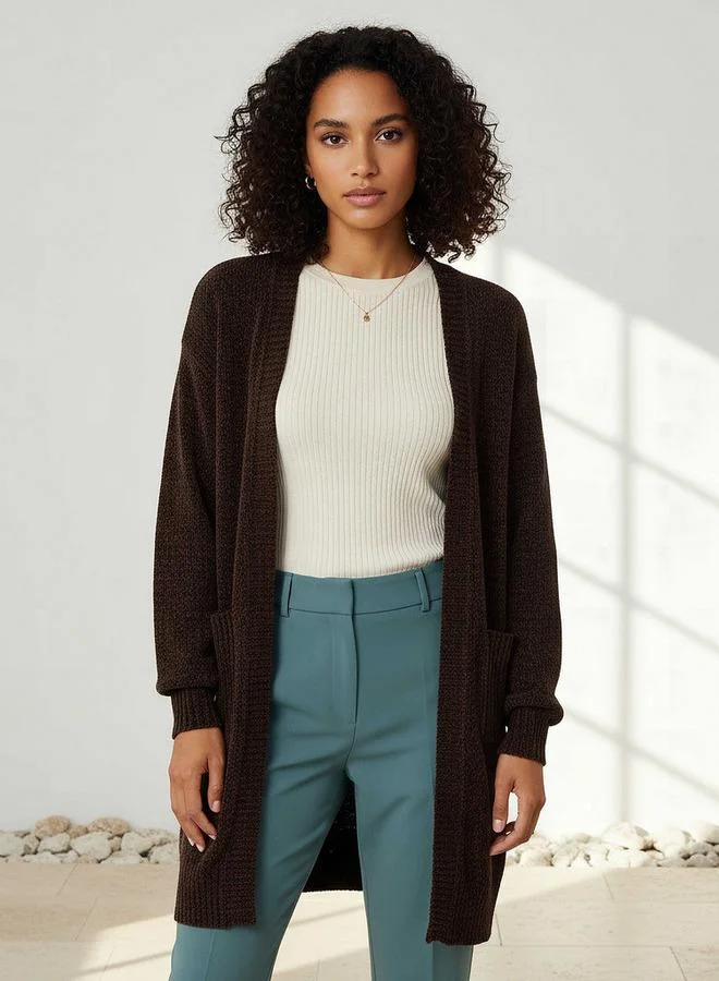 2Xtremz 2Xtremz Longline Open Front Chenille Cardigan