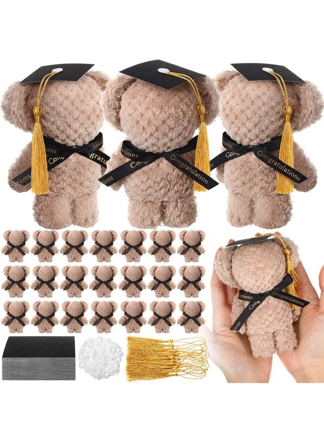 SmoothNovelty SmoothNovelty 24 Pcs Graduation Bears Class of 2025 Mini Towel Bears Plush with Cap Stuffed Animal Graduation Gift for Her Present College High School Congratulatory Party  - Image 1