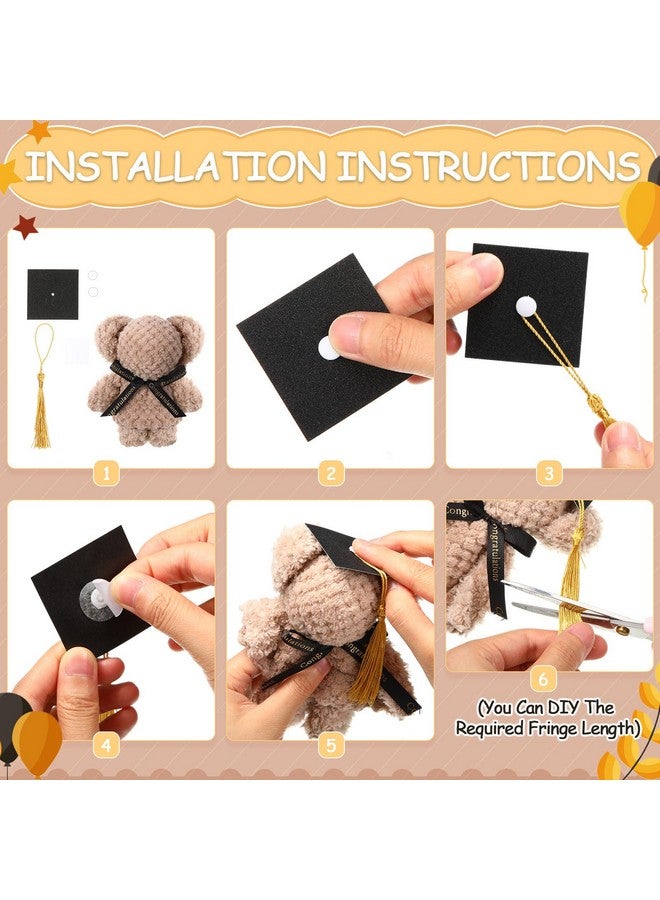 SmoothNovelty SmoothNovelty 24 Pcs Graduation Bears Class of 2025 Mini Towel Bears Plush with Cap Stuffed Animal Graduation Gift for Her Present College High School Congratulatory Party  - Image 3
