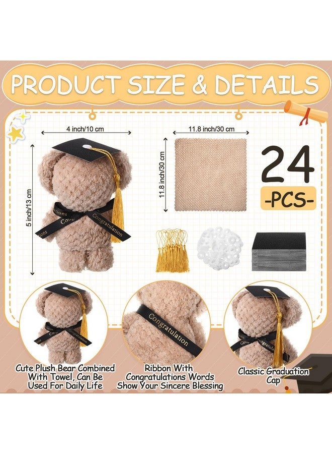 SmoothNovelty SmoothNovelty 24 Pcs Graduation Bears Class of 2025 Mini Towel Bears Plush with Cap Stuffed Animal Graduation Gift for Her Present College High School Congratulatory Party  - Image 2