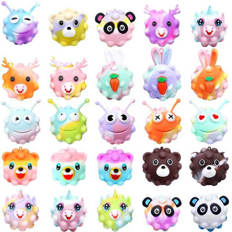 Qinline 24 Pack Easter Gifts for Kids - 3D Jungle Animal Pop Fidget Toy with Gift Cards for Kid Boys Girls, Party Favors School Classroom Gifts Exchange Goodie Bags Prefilled Easter Eggs Stuffers - Image 1