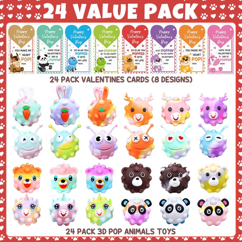 Qinline 24 Pack Easter Gifts for Kids - 3D Jungle Animal Pop Fidget Toy with Gift Cards for Kid Boys Girls, Party Favors School Classroom Gifts Exchange Goodie Bags Prefilled Easter Eggs Stuffers - Image 3