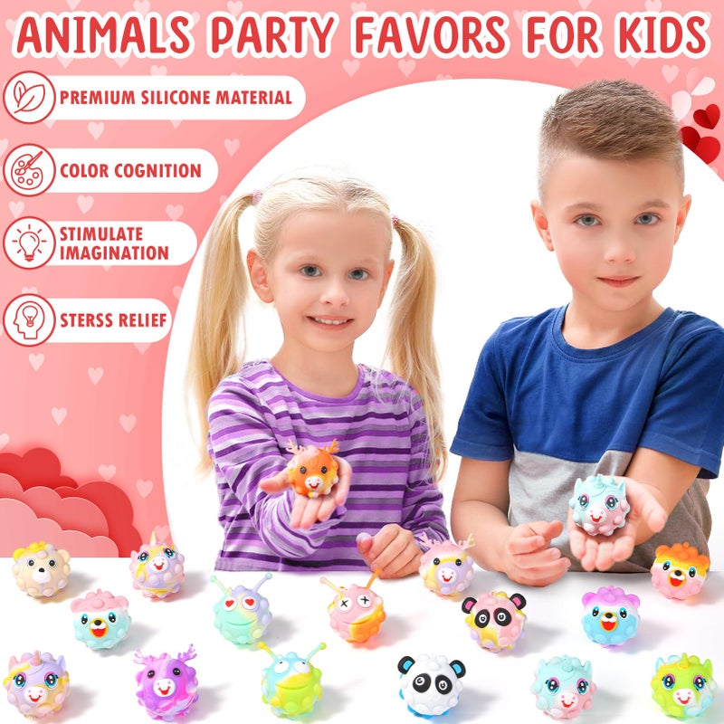 Qinline 24 Pack Easter Gifts for Kids - 3D Jungle Animal Pop Fidget Toy with Gift Cards for Kid Boys Girls, Party Favors School Classroom Gifts Exchange Goodie Bags Prefilled Easter Eggs Stuffers - Image 2