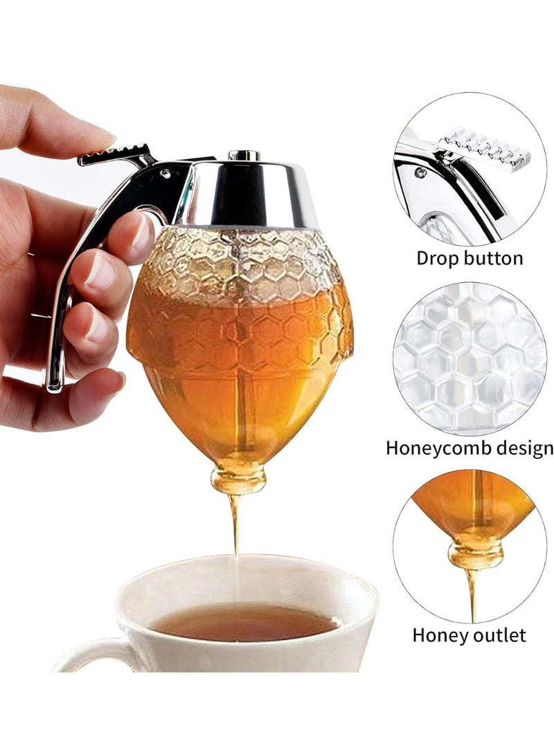موزع العسل لا قطرة، موزع شراب القيقب، وعاء عسل جميل على شكل مشط العسل - جرة العسل مع الوقوف، ديكور النحل الكبير - Image 5