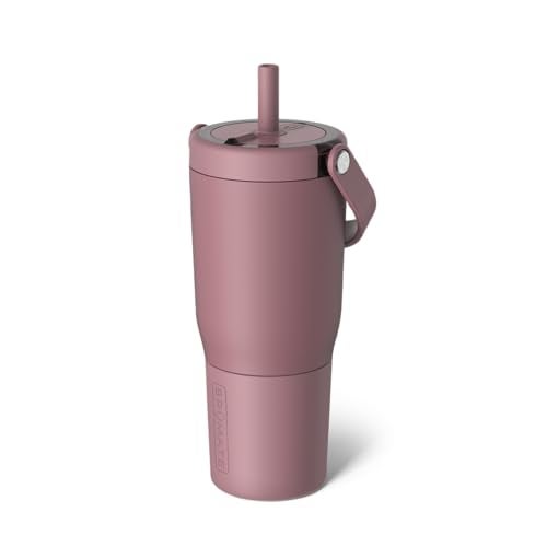 BrÃ¼Mate BrüMate Resa 25oz 100% Leakproof Travel Tumbler w/Handle & Straw | Flexible SoftSip Straw | Silicone Sleeve for Durability | Stainless Steel | Cup Holder & Travel Friendly Water Bottle (Rose Taupe) - Image 1