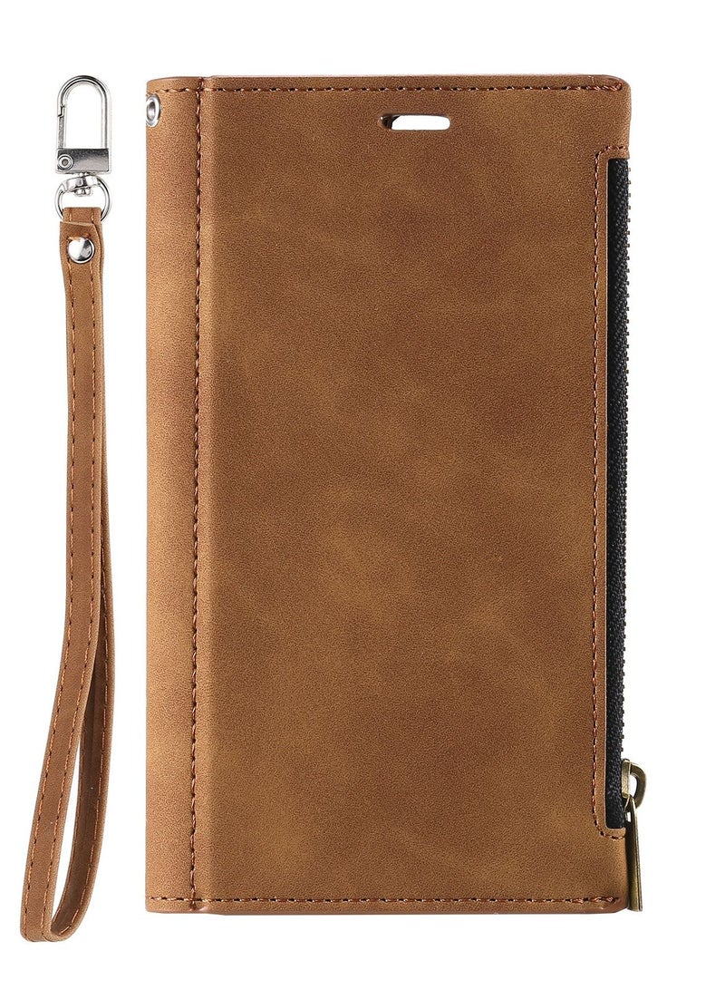 Suteni Flip Cover Leather Protective Hidden Card Slots Phone Case for iPhone