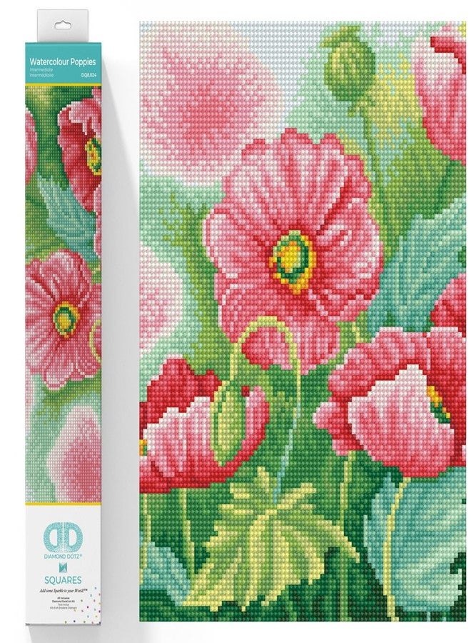 DIAMOND DOTZ Watercolour Poppies Diamond Painting Kits for Adults - Diamond Art Kits a Relaxing Creative Craft Kit with Dotz Gems 11.8x14.6 - Image 1