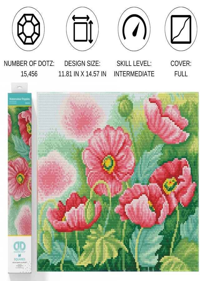 DIAMOND DOTZ Watercolour Poppies Diamond Painting Kits for Adults - Diamond Art Kits a Relaxing Creative Craft Kit with Dotz Gems 11.8x14.6 - Image 2