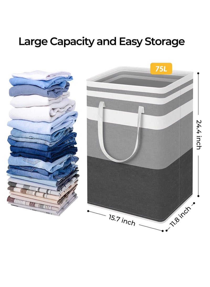 JOMILA Large Laundry Basket Waterproof Freestanding Laundry Hamper Collapsible Tall Clothes Hamper with Extended Handles for Clothes Toys in the Dorm and Family - Image 3