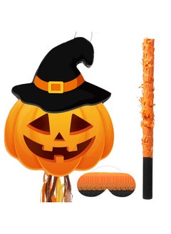 Halloween Pumpkin Piñata Pull String Piñata Halloween Hanging Decoration Piñata With Stick Blindfold Mexican Sugar Filled Piñata For Halloween Party Game Supplies