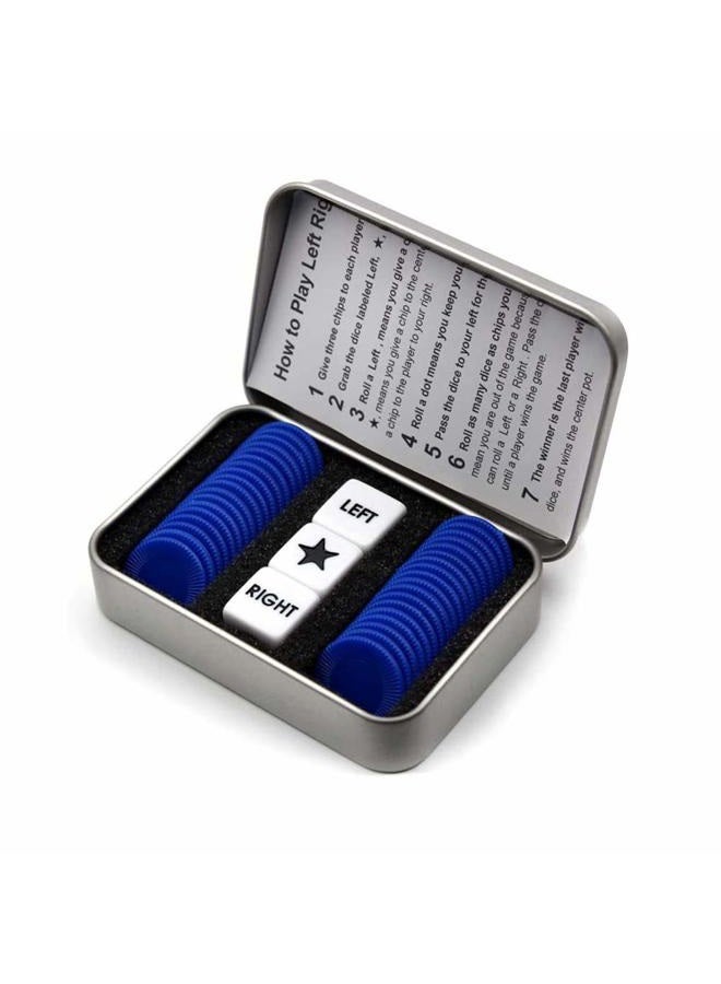 Befantasway Left Right Centre Dice Game Set with 3 Dices + 36 Blue Chips - Image 1