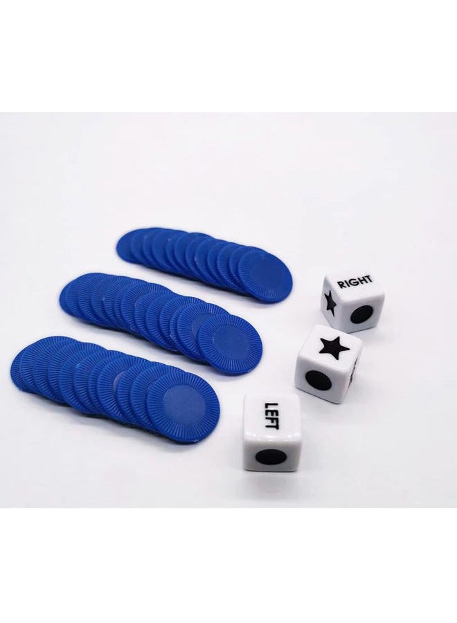 Befantasway Left Right Centre Dice Game Set with 3 Dices + 36 Blue Chips - Image 4