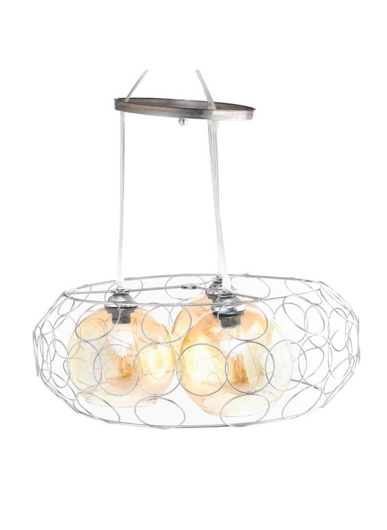 Generic Modern chandelier metal ring 3 lamp silver UnSaLi-33 