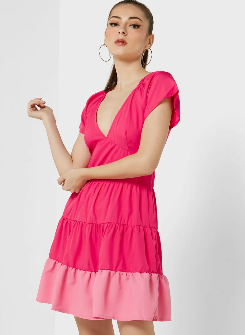 Ginger Colorblock Tiered Dress