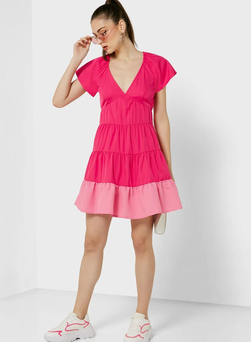 Ginger Colorblock Tiered Dress