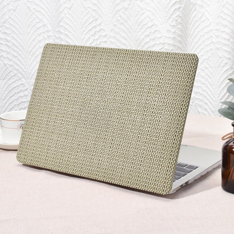 Seorsok Compatible with MacBook Pro 13 inch Case M2 2023,2022,2021-2016 A2338 M1 A2251 A2289 A2159 A1989 A1708 A1706,Elegant Leather Plastic Hard Case&Keyboard Cover,Flaxen Woven Fabric No Logo Cutout - Image 1