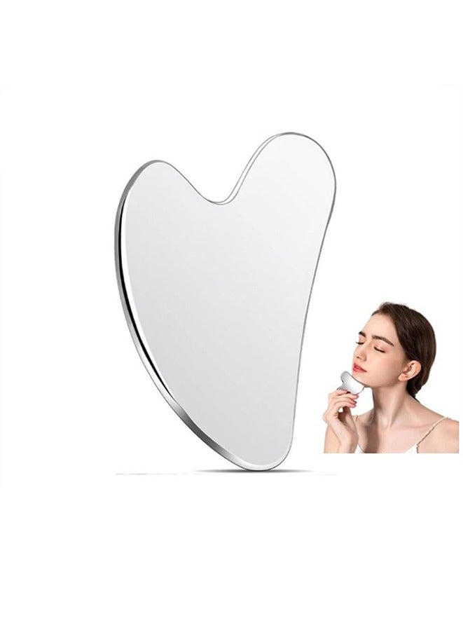Generic Stainless Steel Scraping Tool Facial Melon Scraping Tool Skin Tightening Tool Massage Beauty Tool Body Eye Neck Massager Travel Bag (Heart-Shaped)  - Image 1
