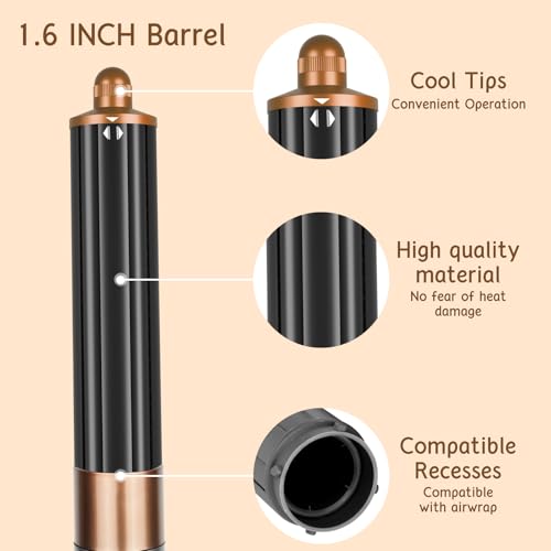 ZEPHBLOW Long Barrel for Dyson Airwrap, Long Hair Curling Roller Barrels Compatible with Airwrap HS01/05/08, Self-Curling Replacement Attachment for Part No.971889-06, Gold - Image 5