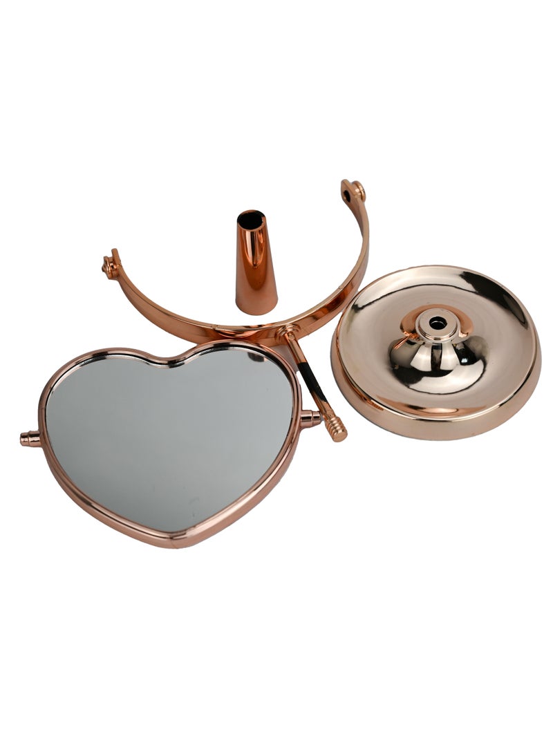 Heart Shape Mirror Double Sided Makeup Mirror Glass, Vanity Mirror for Women,  Portable Mirror, Stand Mirror With Rotation and Removable Base, for Dressing Room , Vanity Room – Rose Gold - Image 3