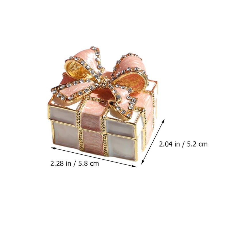 Pink Bowknot Jewelry Box Ring Storage Container Necklace Organizer Case For Wedding Proposal - Image 3