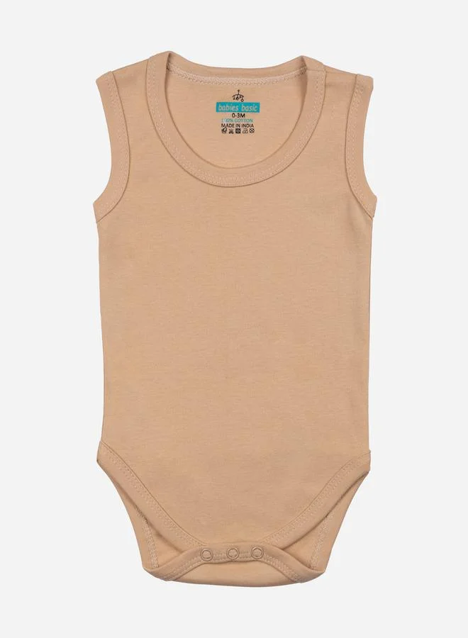 Babies Basic Pack of 3 - Solid Sleeveless Bodysuit by Styli