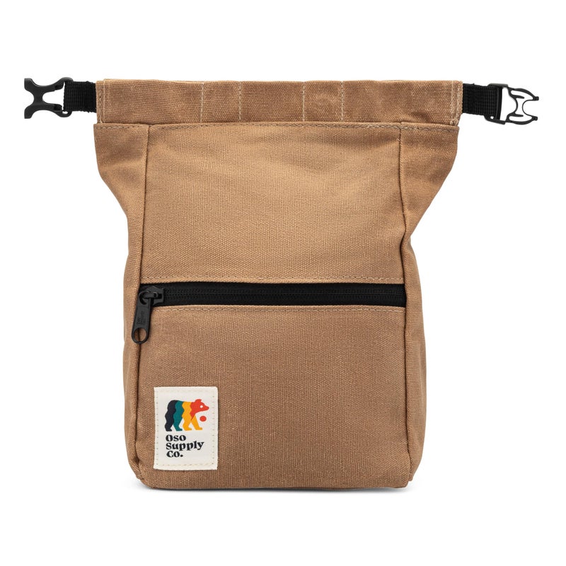 Oso Supply Co Kulshan Bouldering Bucket Large Size Chalk Bag for Rock Climbing Chalk Pot with Magnetic Roll Down Closure Brush Loop Zippered Pockets for Climbers Weightlifting Brown - Image 2
