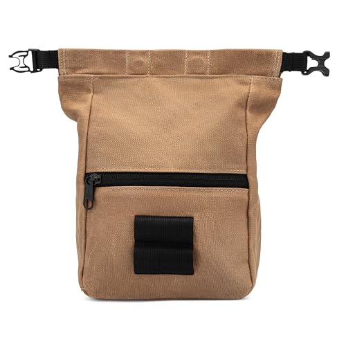 Oso Supply Co Kulshan Bouldering Bucket Large Size Chalk Bag for Rock Climbing Chalk Pot with Magnetic Roll Down Closure Brush Loop Zippered Pockets for Climbers Weightlifting Brown - Image 3