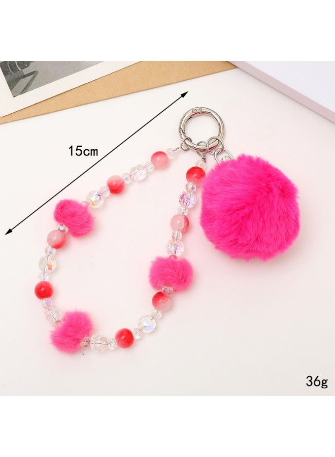 NIBEMINENT Phone Charm/ Chain Strap for Women Girls, Poppy Ball Beads Cell Phone Case Lanyard Wrist Strap