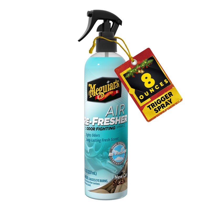 Meguiar's Air Re-Fresher Odor Fighting Spray, New Car Scent,Convenient Air Freshener that Instantly Fights Odors and Leaves Behind a Long-Lasting New Car Scent, 8 Oz Trigger Spray - Image 1