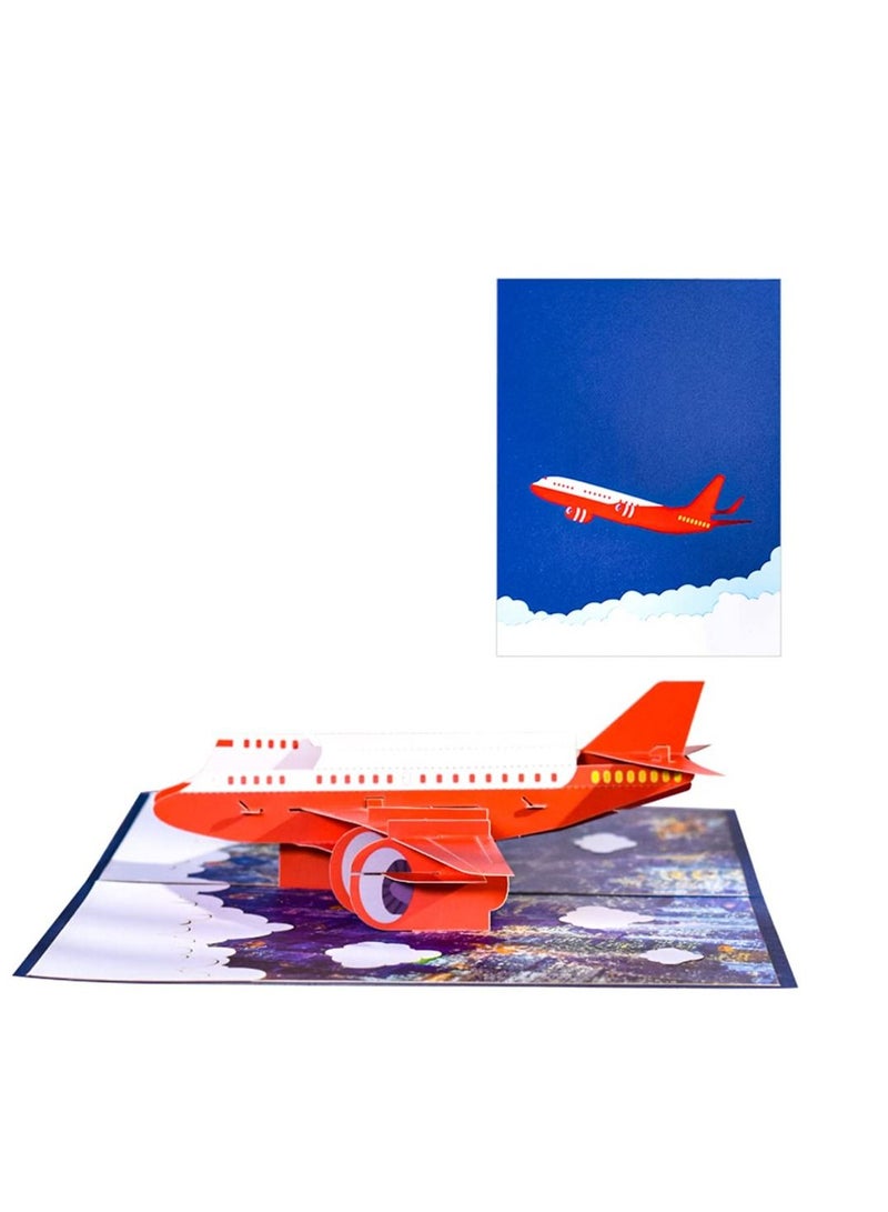 SYOSI 3D Airplane Pop Up Card, which Handmade Greeting Card for All Occasions Happy Birthday Anniversary Graduation Congratulations Fathers Day Retirement Get Well Pilots Plane Travelers - Image 1