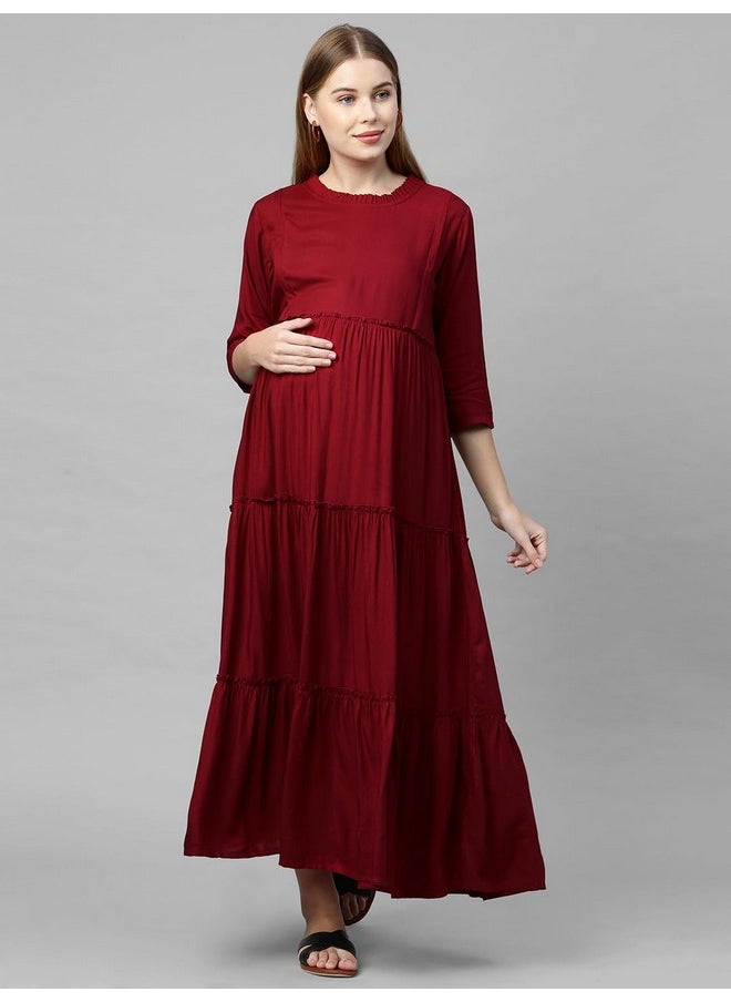 MomToBe Women's Rayon Maxi Solid Maternity Dress (1021mtbmrnsolidd-xxxl_Maroon_XXX-Large) - pzsku/ZAD5787006485291EE7C5Z/45/_/1737806429/dbcc7270-af71-4e57-a623-273c80d7e361