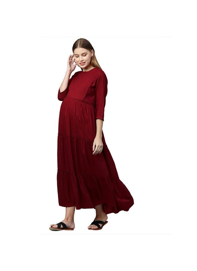 MomToBe Women's Rayon Maxi Solid Maternity Dress (1021mtbmrnsolidd-xxxl_Maroon_XXX-Large) - pzsku/ZAD5787006485291EE7C5Z/45/_/1737806449/e08b6d33-b463-4d5b-a3f3-45f47014b09c