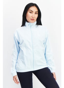 adidas Originals Women Sport Fit High Neck long Sleeves Track Jacket, Light Blue  - Image 1