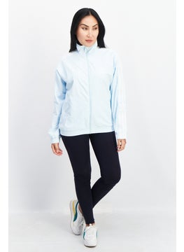 adidas Originals Women Sport Fit High Neck long Sleeves Track Jacket, Light Blue  - Image 2