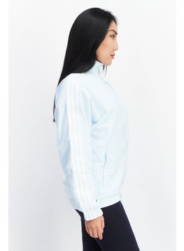 adidas Originals Women Sport Fit High Neck long Sleeves Track Jacket, Light Blue  - Image 3