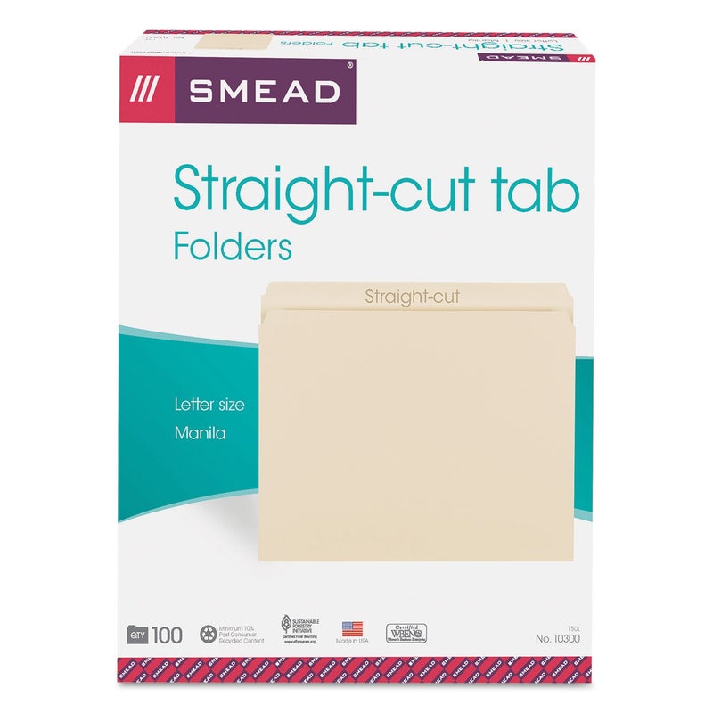 Smead File Folder, Straight-Cut Tab, Letter Size, Manila, 100 per Box (10300) - Image 4