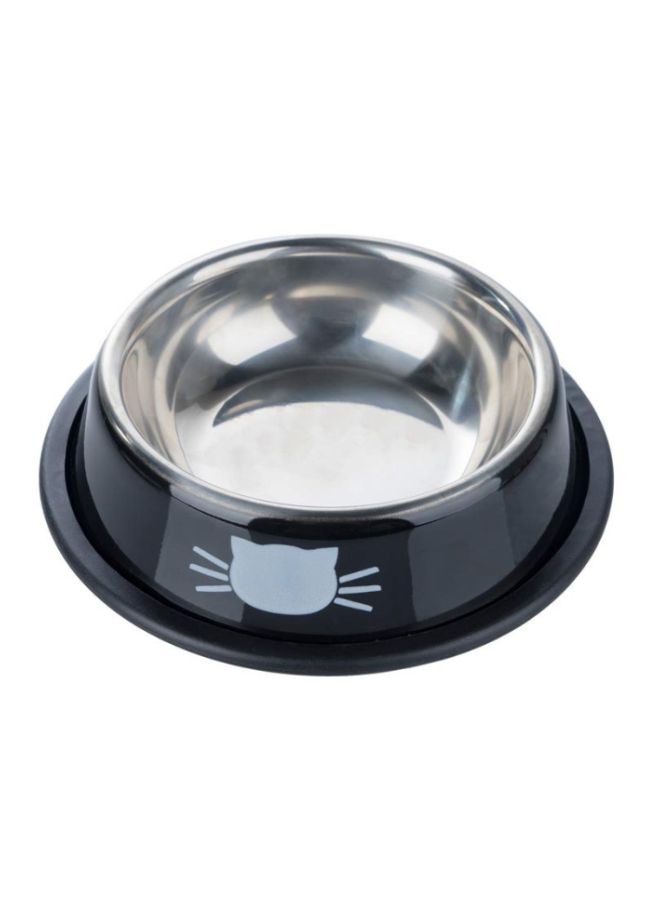 Loquat Stainless Steel Pet Bowl Black/Silver 12x3.5x15.2centimeter - Image 1