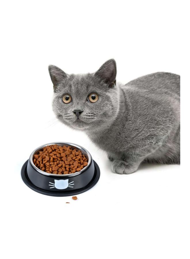 Loquat Stainless Steel Pet Bowl Black/Silver 12x3.5x15.2centimeter - Image 5