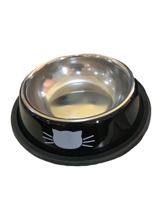 Loquat Stainless Steel Pet Bowl Black/Silver 12x3.5x15.2centimeter - Image 2