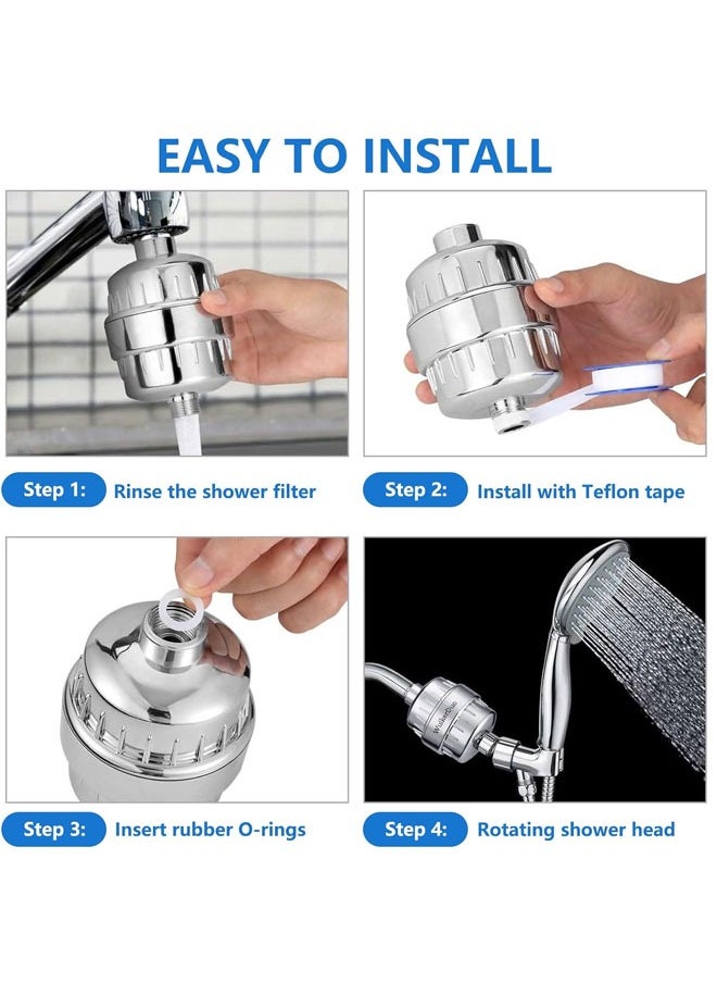 Generic - New 25 Stage Shower Filter for Heavy Duty Filtering &Softening with 3 Shower Filter Replacement Cartidges, VeoryFly 90% Water Filtration&10% Rejuvenation Hard Water Shower Head Filter - Image 1